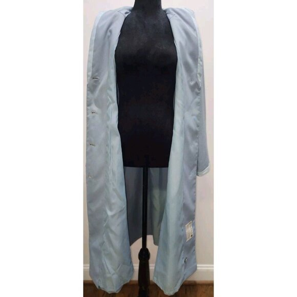Vintage Bonders Women's Trench Long Coat Ice Blue Gray Size Large Pockets - Picture 13 of 14